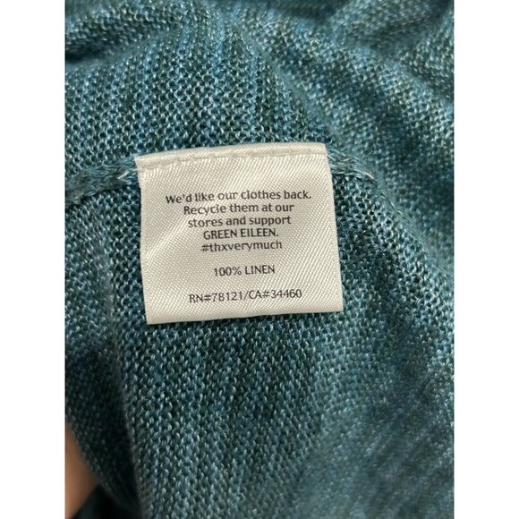 Eileen Fisher Striped Linen Sweater Blue Sz Medium Long Sleeve Pullover Cozy - Picture 6 of 11